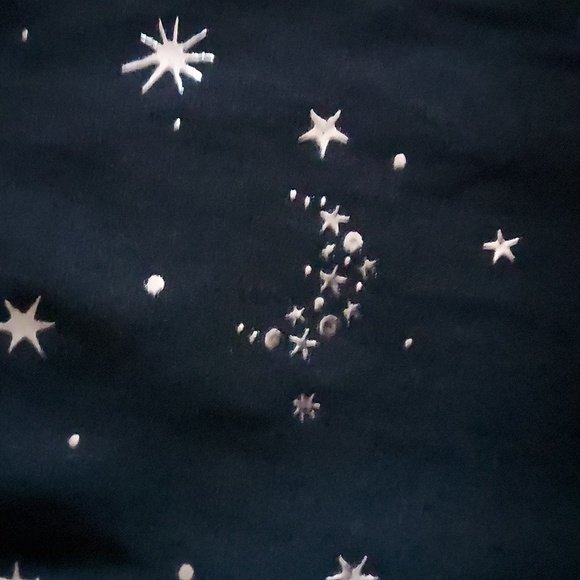 Unique Vintage NWT Black & Silver Star Moon Foil Print Bow Long Sleeve Top 4X - Picture 5 of 8